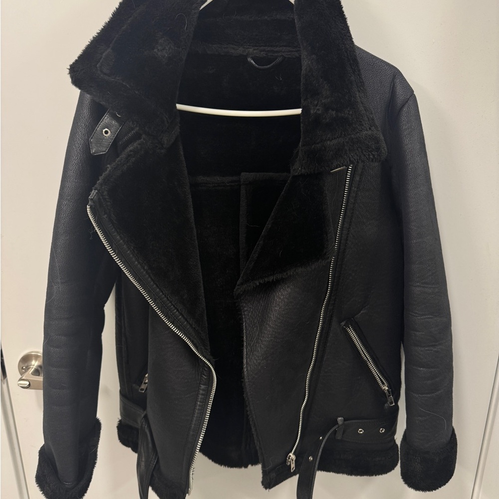 Stylish Black Faux Eco-Leather Jacket